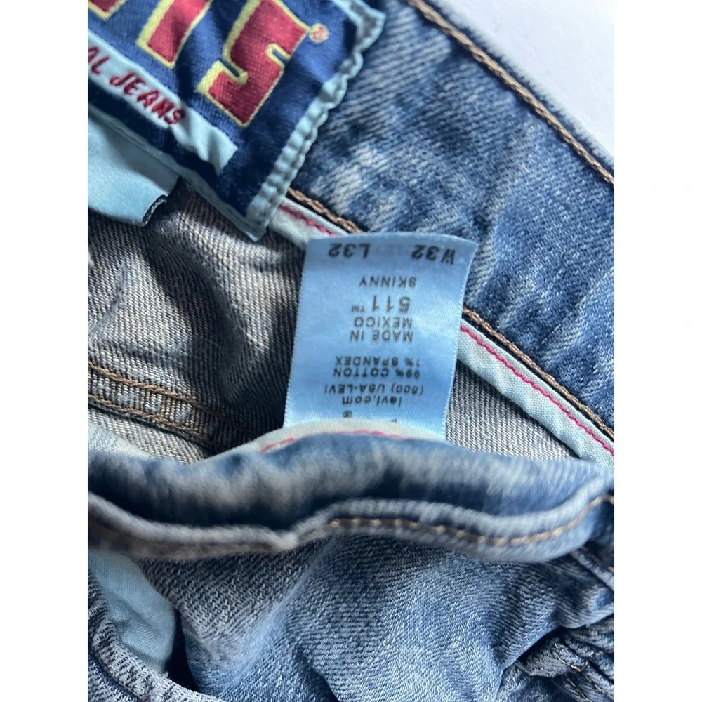 Levis 511 Skinny Jeans Mens 32x32 Medium Wash Blue Denim Stretch 05511-4406